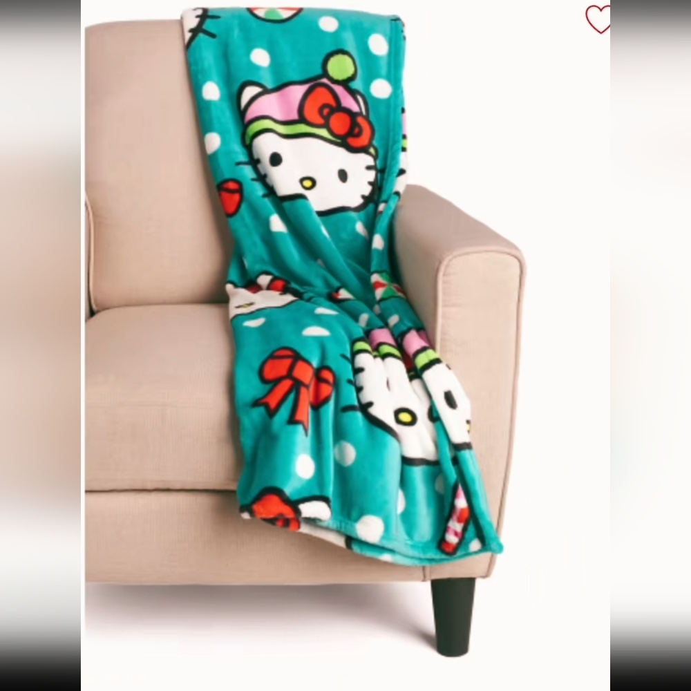 Christmas Hello Kitty snow kitty throw blanket 60x70 Blue New
